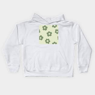 Chunky Retro Flowers - Garden Green Kids Hoodie